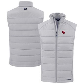 Men's Cutter & Buck Gray Nebraska Huskers Evoke Hybrid Eco Softshell Recycled Full-Zip Vest