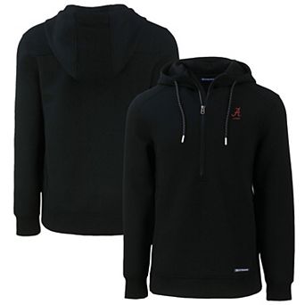 Men's Cutter & Buck Black Alabama Crimson Tide Alumni Logo Roam Eco Recycled Half-Zip Pullover Hoodie