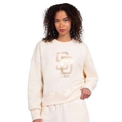 Women's Starter Cream San Diego Padres Pastels Boxy Fleece Sweatshirt