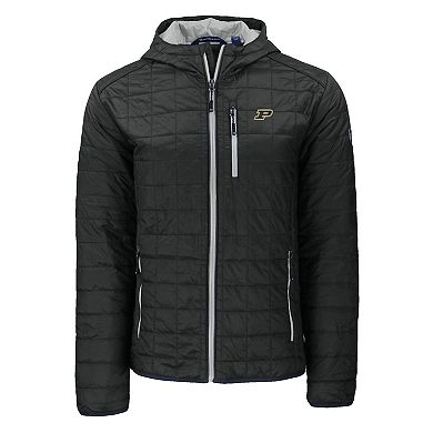 Men's Cutter & Buck Black Purdue Boilermakers Rainier Eco PrimaLoft Hooded Full-Zip Jacket