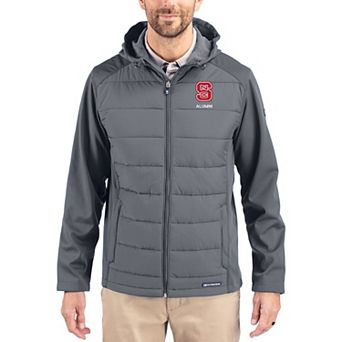 Men's Cutter & Buck Gray NC State Wolfpack Evoke Hybrid Eco Softshell Recycled Full Zip Hooded Jacket