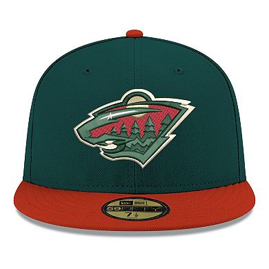 Men's New Era Green Minnesota Wild Core Logo Two-Tone 59FIFTY Fitted Hat