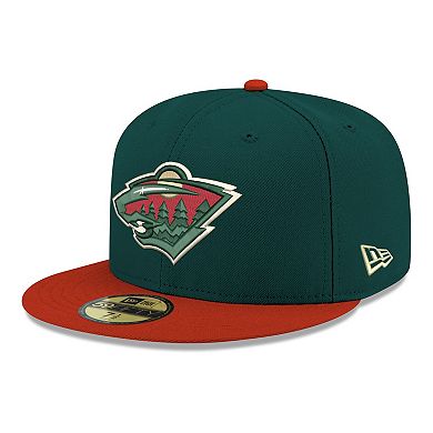 Men's New Era Green Minnesota Wild Core Logo Two-Tone 59FIFTY Fitted Hat