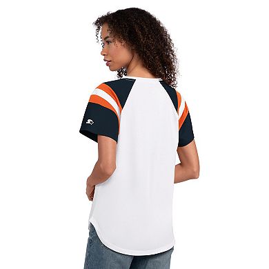 Women's Starter White Chicago Bears Game On Raglan Notch Neck T-Shirt