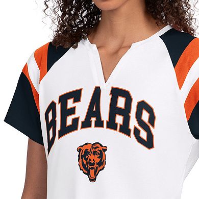 Women's Starter White Chicago Bears Game On Raglan Notch Neck T-Shirt