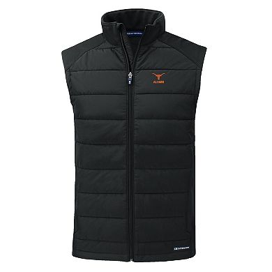 Men's Cutter & Buck Black Texas Longhorns Evoke Hybrid Eco Softshell Recycled Full-Zip Vest