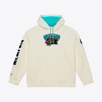 Men's Mitchell & Ness Cream Memphis Grizzlies Hardwood Classics Chainstitch Premium Fleece Hoodie