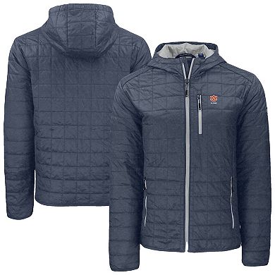 Men's Cutter & Buck Anthracite Auburn Tigers Rainier Eco PrimaLoft Hooded Full-Zip Jacket