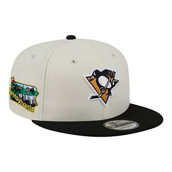 Men's New Era White/Black Pittsburgh Penguins Injection Localized Two-Tone 9FIFTY Snapback Hat