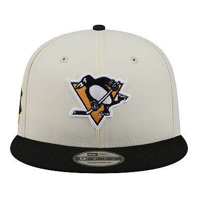 Men's New Era White/Black Pittsburgh Penguins Injection Localized Two-Tone 9FIFTY Snapback Hat