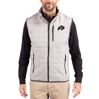 Men's Cutter & Buck Gray Colorado Buffaloes Rainier Eco Insulated PrimaLoft Full-Zip Puffer Vest