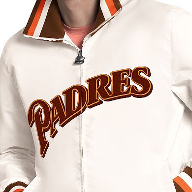 Men's Starter White San Diego Padres The Captain Cooperstown Logo Full-Zip Varsity Jacket