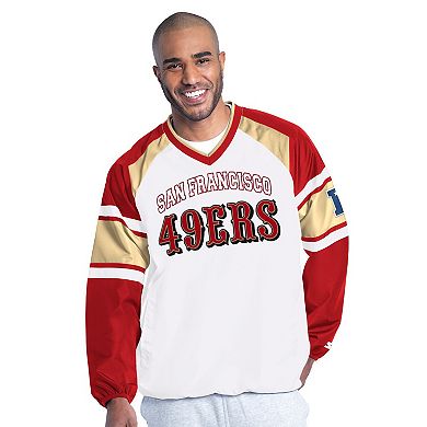 Men's Starter White San Francisco 49ers Infield Play Pullover Jacket