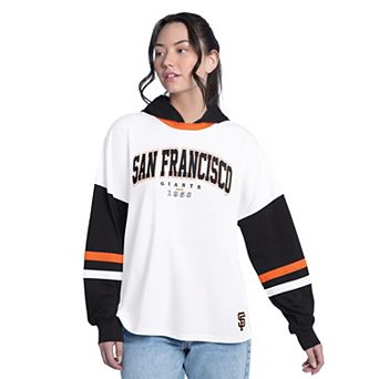 Women's G-III 4Her by Carl Banks White/Black San Francisco Giants Key Player Oversized Hooded Long Sleeve T-Shirt