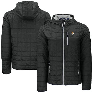 Men's Cutter & Buck Black Virginia Tech Hokies Rainier Eco PrimaLoft Hooded Full-Zip Jacket