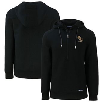 Men's Cutter & Buck Black Florida State Seminoles Alumni Logo Roam Eco Recycled Half-Zip Pullover Hoodie