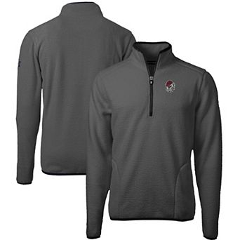 Men's Cutter & Buck Gray/Black Georgia Bulldogs Cascade Eco Sherpa Fleece Quarter-Zip Pullover Jacket