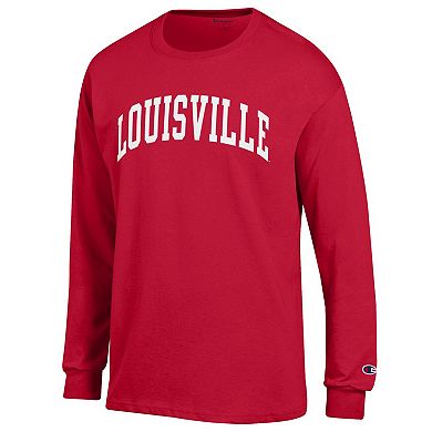 Men's Champion Red Louisville Cardinals Basic Arch Long Sleeve T-Shirt
