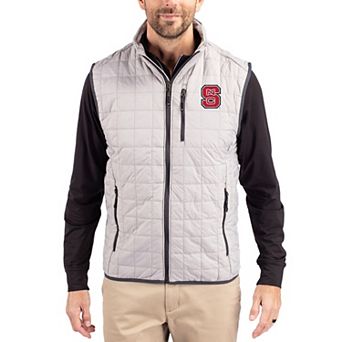 Men's Cutter & Buck Gray NC State Wolfpack Rainier Eco Insulated PrimaLoft Full-Zip Puffer Vest
