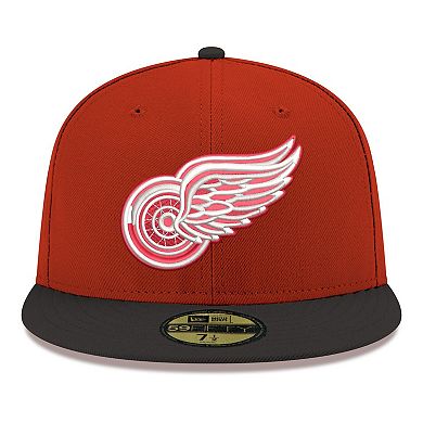 Men's New Era Red Detroit Red Wings Core Logo Two-Tone 59FIFTY Fitted Hat