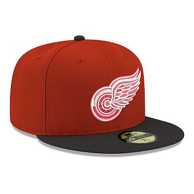 Men's New Era Red Detroit Red Wings Core Logo Two-Tone 59FIFTY Fitted Hat