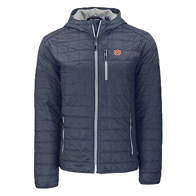 Men's Cutter & Buck Anthracite Auburn Tigers Rainier Eco PrimaLoft Hooded Full-Zip Jacket