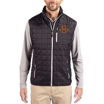 Men's Cutter & Buck Black Iowa State Cyclones Rainier Eco Insulated PrimaLoft Full-Zip Puffer Vest