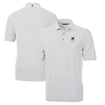 Men's Cutter & Buck Gray Georgia Bulldogs Alumni Logo Virtue Eco Pique Stripe Recycled Polo