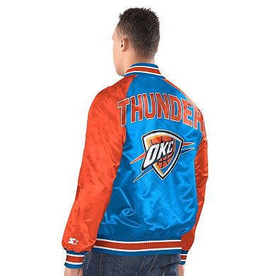 Men's Starter Blue/Orange Oklahoma City Thunder Inductee Full-Snap Varsity Jacket