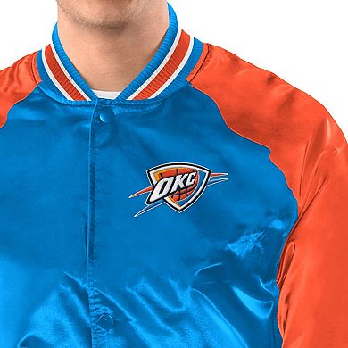 Men's Starter Blue/Orange Oklahoma City Thunder Inductee Full-Snap Varsity Jacket