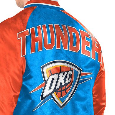 Men's Starter Blue/Orange Oklahoma City Thunder Inductee Full-Snap Varsity Jacket