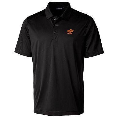 Men's Cutter & Buck Black Oklahoma State Cowboys Alumni Logo Prospect Textured Stretch Polo