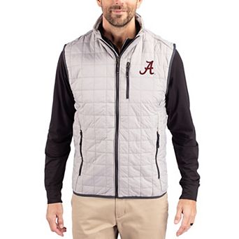 Men's Cutter & Buck Gray Alabama Crimson Tide Rainier Eco Insulated PrimaLoft Full-Zip Puffer Vest