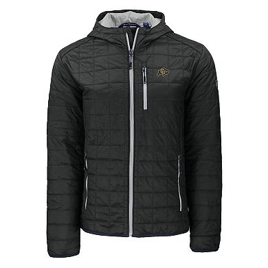 Men's Cutter & Buck Black Colorado Buffaloes Rainier Eco PrimaLoft Hooded Full-Zip Jacket