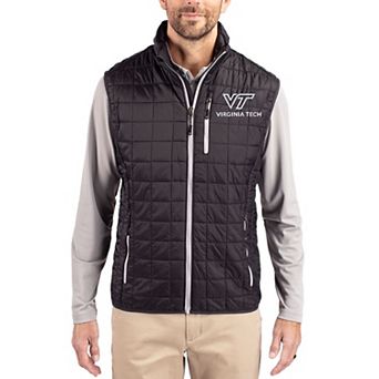 Men's Cutter & Buck Black Virginia Tech Hokies Rainier Eco Insulated PrimaLoft Full-Zip Puffer Vest
