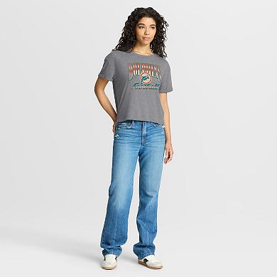 Women's Fanatics Heather Gray Miami Dolphins Overplayed Tribute Tri-Blend Boxy T-Shirt