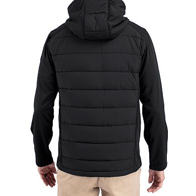 Men's Cutter & Buck Black NC State Wolfpack Evoke Hybrid Eco Softshell Recycled Full Zip Hooded Jacket