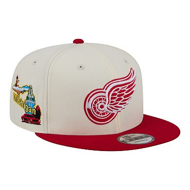 Men's New Era White/Red Detroit Red Wings Injection Localized Two-Tone 9FIFTY Snapback Hat