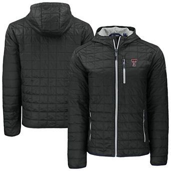 Men's Cutter & Buck Black Texas Tech Red Raiders Rainier Eco PrimaLoft Hooded Full-Zip Jacket
