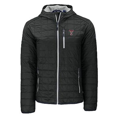Men's Cutter & Buck Black Texas Tech Red Raiders Rainier Eco PrimaLoft Hooded Full-Zip Jacket
