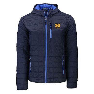 Men's Cutter & Buck Navy Michigan Wolverines Rainier Eco PrimaLoft Hooded Full-Zip Jacket