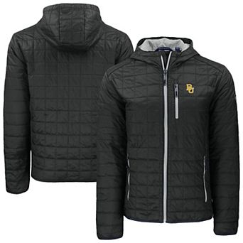 Men's Cutter & Buck Black Baylor Bears Rainier Eco PrimaLoft Hooded Full-Zip Jacket