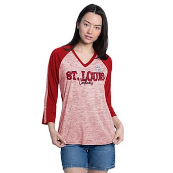 Women's G-III 4Her by Carl Banks Red/Grey St. Louis Cardinals Speed Training 3/4-Sleeve V-Neck T-Shirt
