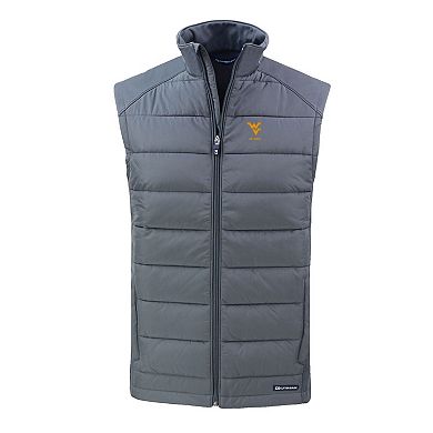 Men's Cutter & Buck Gray West Virginia Mountaineers Evoke Hybrid Eco Softshell Recycled Full-Zip Vest