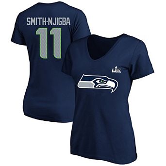 Women's Fanatics Jaxon Smith-Njigba College Navy Seattle Seahawks Super Bowl LX Patch Plus Size Name & Number V-Neck T-Shirt