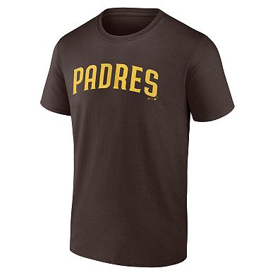 Men's Logo Athletic Brown San Diego Padres Wordmark T-Shirt
