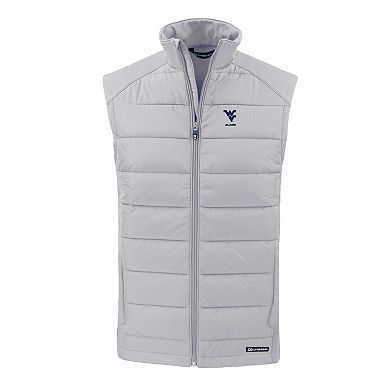 Men's Cutter & Buck Gray West Virginia Mountaineers Evoke Hybrid Eco Softshell Recycled Full-Zip Vest