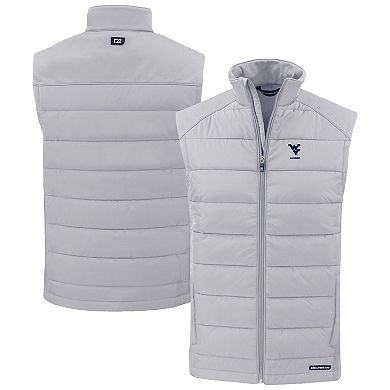 Men's Cutter & Buck Gray West Virginia Mountaineers Evoke Hybrid Eco Softshell Recycled Full-Zip Vest