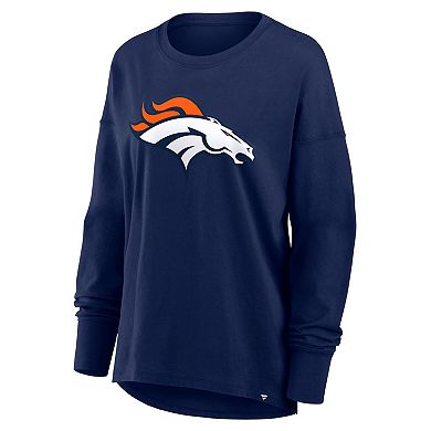Women's Fanatics Navy Denver Broncos Relaxed Hip Essential Long Sleeve T-Shirt