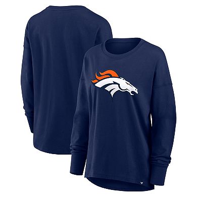 Women's Fanatics Navy Denver Broncos Relaxed Hip Essential Long Sleeve T-Shirt